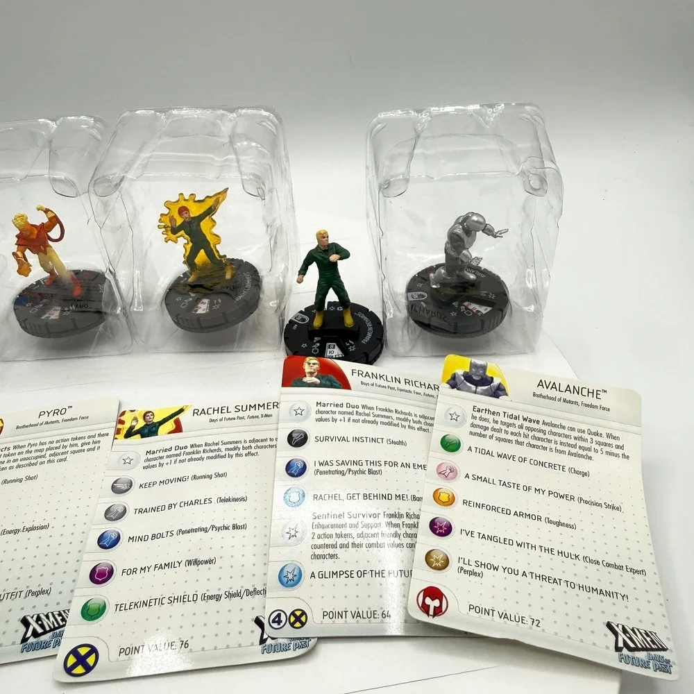 Heroclix X-Men Uncommon Mixed Lot with Cards Avalanche‎ Pyro Colossus Summers
